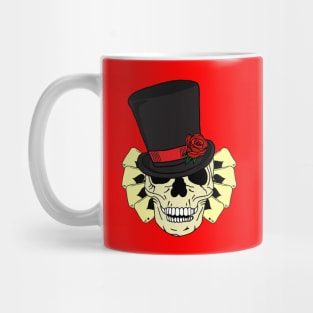 Magician Skull Wearing Top Hat and Deck of Cards Mug